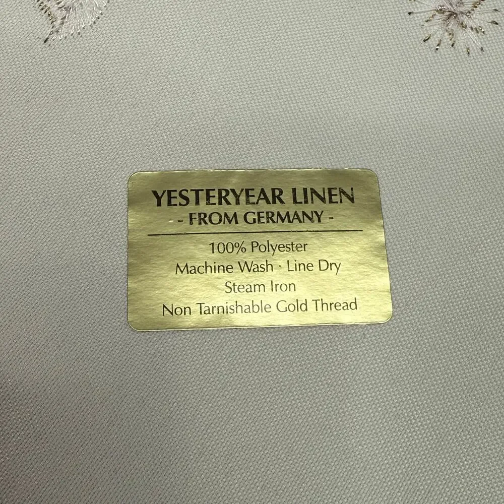 Set 3 German Embroidered Christmas Doilies Star Shaped Gold Thread 9” Table Mats